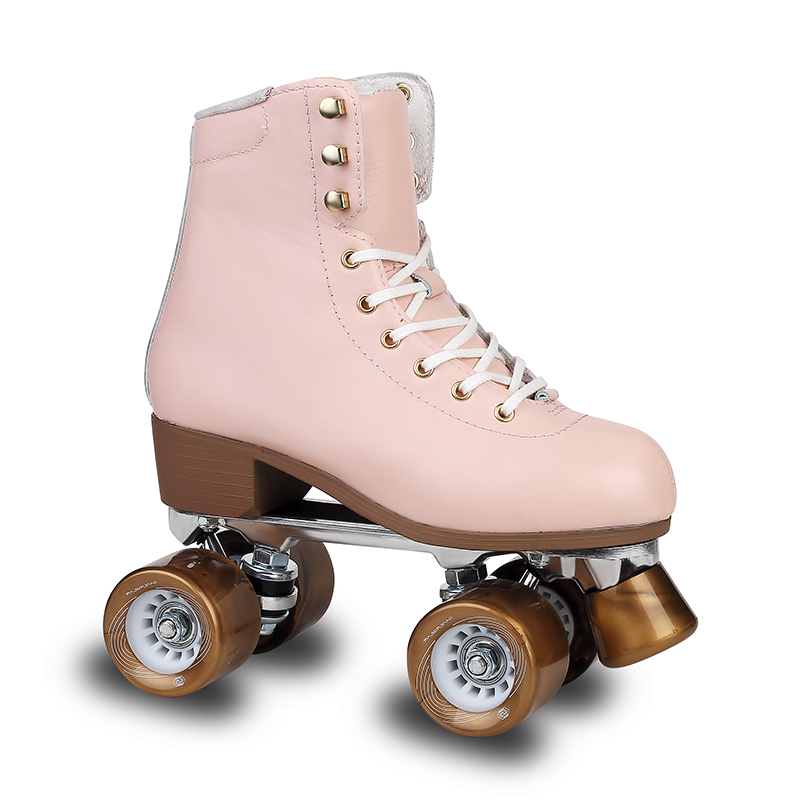 Læder High Heel Retro Quad Roller Skate